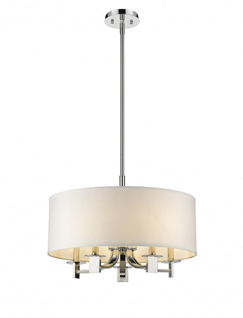 Andrea 5-Light Polished Nickel Drum Pendant With Ivory Hardback Shade Home Decor > Lighting > Ceiling Lights > Pendant Lights TriadCommerceInc