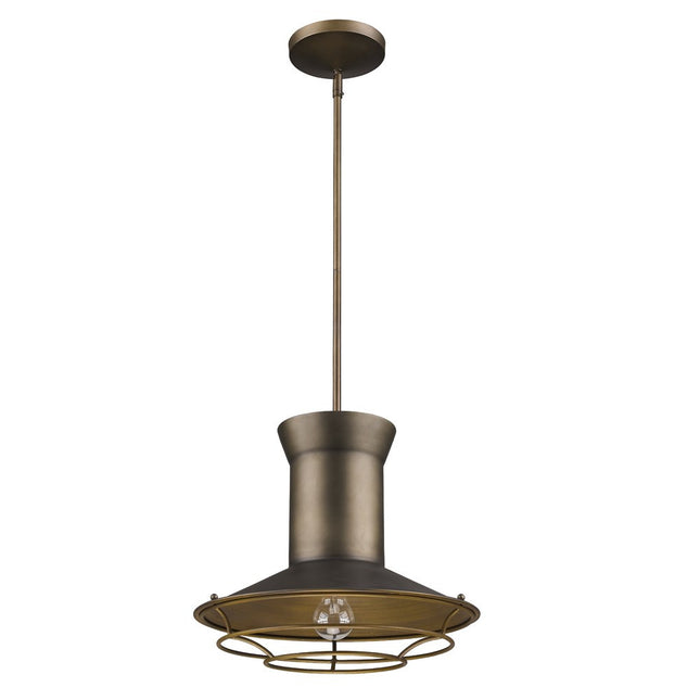 Newport 1-Light Tin Coated Pendant With Raw Brass Interior Shade And Louver Home Decor > Lighting > Ceiling Lights > Pendant Lights TriadCommerceInc