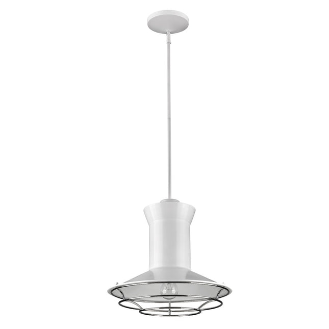 Newport 1-Light White Pendant With Polished Nickel Louver Home Decor > Lighting > Ceiling Lights > Pendant Lights TriadCommerceInc Default Title