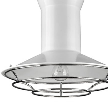 Newport 1-Light White Pendant With Polished Nickel Louver Home Decor > Lighting > Ceiling Lights > Pendant Lights TriadCommerceInc
