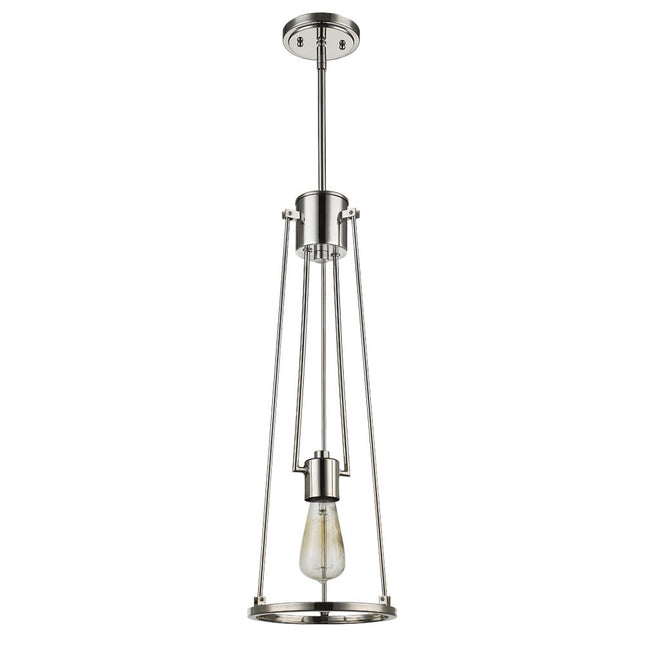 Jade 1-Light Polished Nickel Pendant With Vertical Structural Frames Home Decor > Lighting > Ceiling Lights > Pendant Lights TriadCommerceInc Default Title