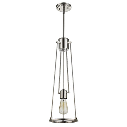Jade 1-Light Polished Nickel Pendant With Vertical Structural Frames Home Decor > Lighting > Ceiling Lights > Pendant Lights TriadCommerceInc