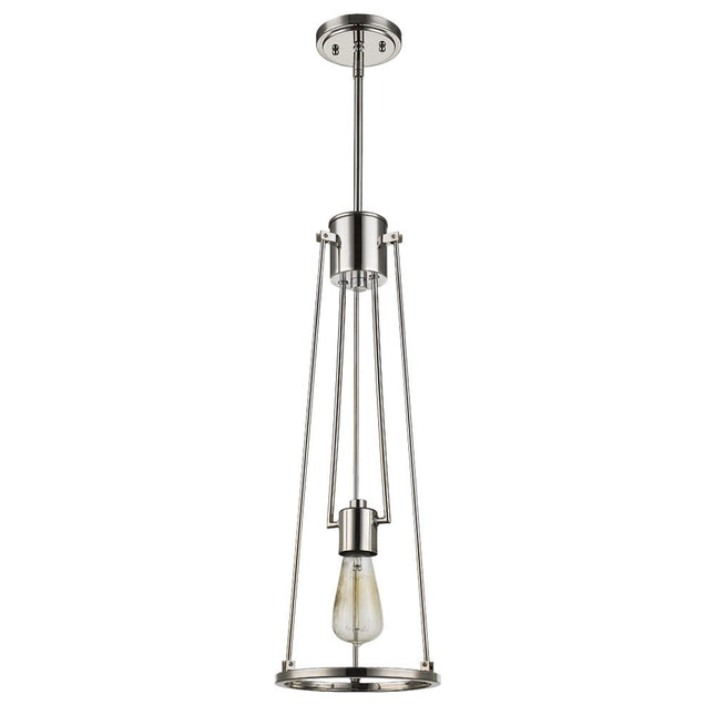 Jade 1-Light Polished Nickel Pendant With Vertical Structural Frames Home Decor > Lighting > Ceiling Lights > Pendant Lights TriadCommerceInc