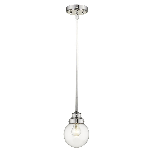 Silver Metal Hanging with Round Clear Glass Shade Home Decor > Lighting > Ceiling Lights > Pendant Lights TriadCommerceInc
