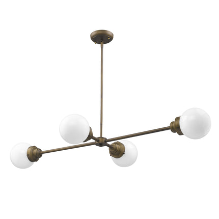 Portsmith 4-Light Raw Brass Island Pendant With White Globe Shades Home Decor > Lighting > Ceiling Lights > Pendant Lights TriadCommerceInc Default Title