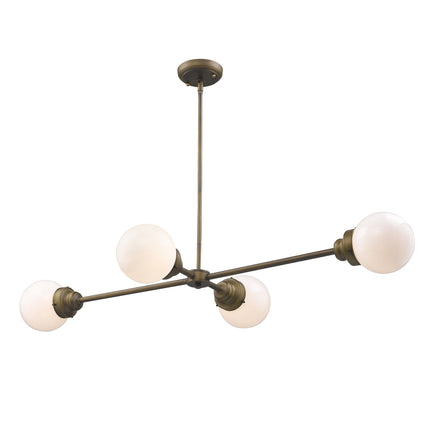 Portsmith 4-Light Raw Brass Island Pendant With White Globe Shades Home Decor > Lighting > Ceiling Lights > Pendant Lights TriadCommerceInc