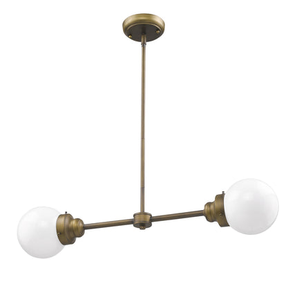 Portsmith 2-Light Raw Brass Island Pendant with White Globe Shades Home Decor > Lighting > Ceiling Lights > Pendant Lights TriadCommerceInc Default Title