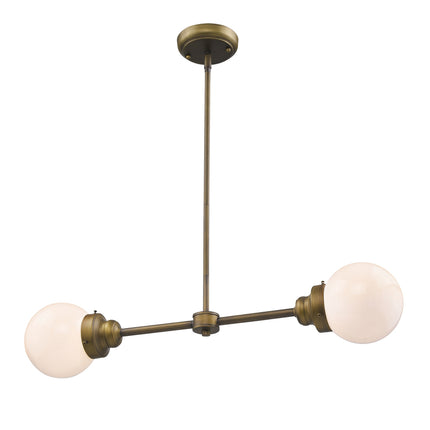 Portsmith 2-Light Raw Brass Island Pendant with White Globe Shades Home Decor > Lighting > Ceiling Lights > Pendant Lights TriadCommerceInc