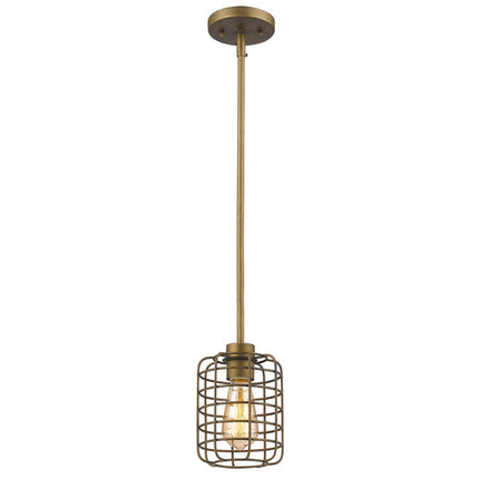 Brushed Gold Metal Cage Hanging Light Pendants TriadCommerceInc   