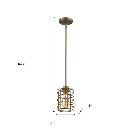 Brushed Gold Metal Cage Hanging Light Pendants TriadCommerceInc   