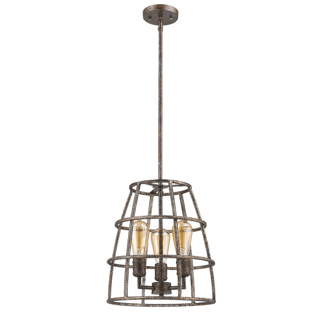 Rebarre 3-Light Antique Silver Drum Pendant With Open Cage Shade Home Decor > Lighting > Ceiling Lights > Pendant Lights TriadCommerceInc Default Title