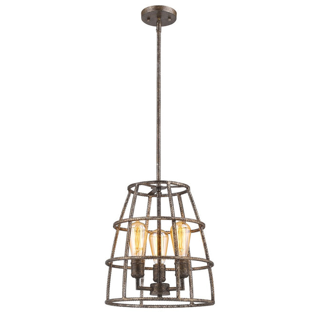 Rebarre 3-Light Antique Silver Drum Pendant With Open Cage Shade Home Decor > Lighting > Ceiling Lights > Pendant Lights TriadCommerceInc