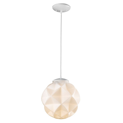 Nova 1-Light White Mini Pendant With Geometric Glass Globe Shade Home Decor > Lighting > Ceiling Lights > Pendant Lights TriadCommerceInc