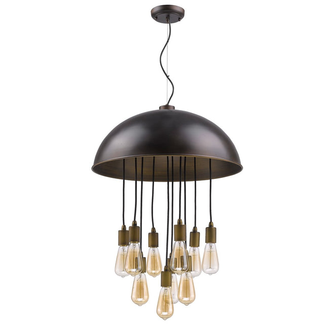 Keough 10-Light Oil-Rubbed Bronze Bowl Pendant With Raw Brass Sockets Home Decor > Lighting > Ceiling Lights > Pendant Lights TriadCommerceInc Default Title