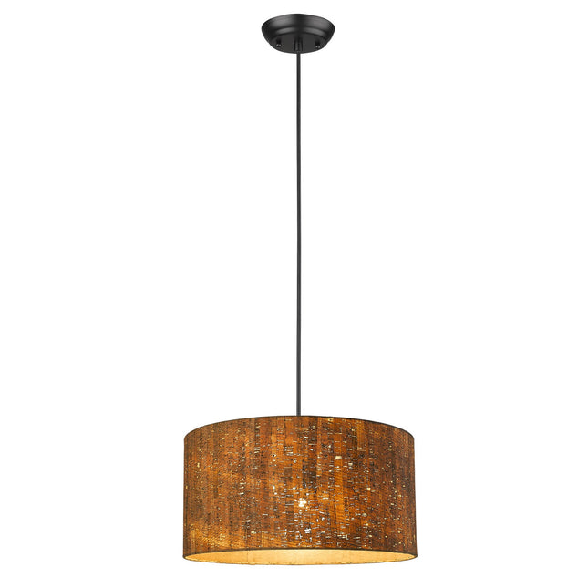 Matte Black Cork Shade Modern One Light Hanging Pendent Lamp Home Decor > Lighting > Ceiling Lights > Pendant Lights TriadCommerceInc