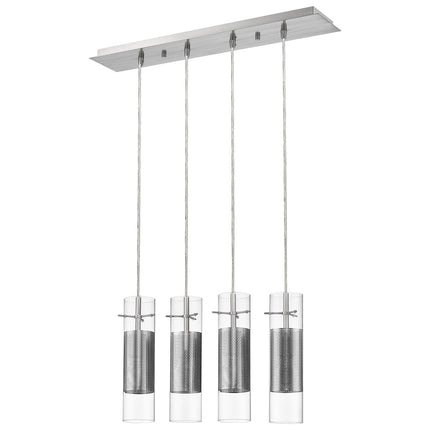 Scope 4-Light Brushed Nickel Pendant Double Glass and Mesh Shades Home Decor > Lighting > Ceiling Lights > Pendant Lights TriadCommerceInc Default Title