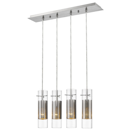 Scope 4-Light Brushed Nickel Pendant Double Glass and Mesh Shades Home Decor > Lighting > Ceiling Lights > Pendant Lights TriadCommerceInc