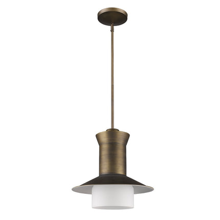 Greta 1-Light Raw Brass Pendant Light With Gloss White Interior and Etched Glass Shade Home Decor > Lighting > Ceiling Lights > Pendant Lights TriadCommerceInc Default Title