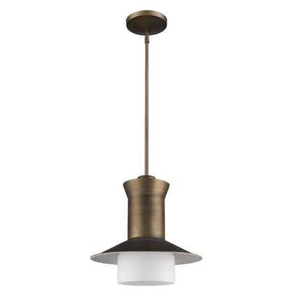 Greta 1-Light Raw Brass Pendant Light With Gloss White Interior and Etched Glass Shade Home Decor > Lighting > Ceiling Lights > Pendant Lights TriadCommerceInc
