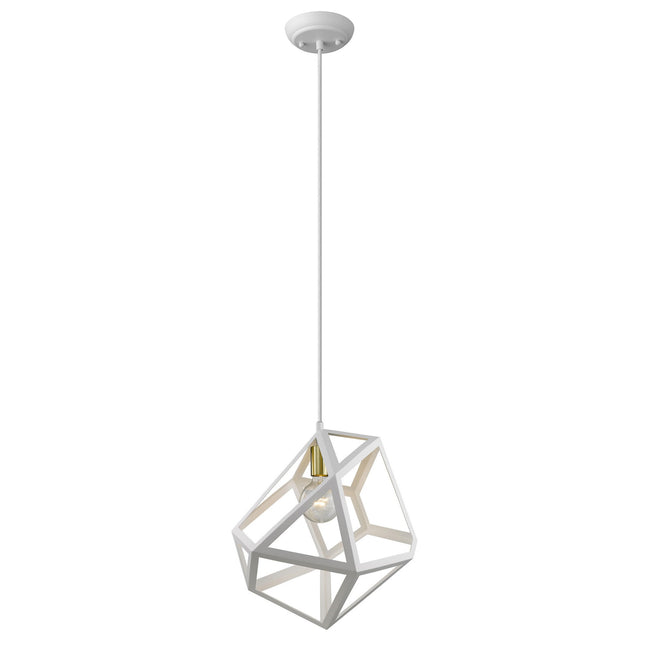 Hedron White Geometric 1-Light Pendant Light Fixture Home Decor > Lighting > Ceiling Lights > Pendant Lights TriadCommerceInc