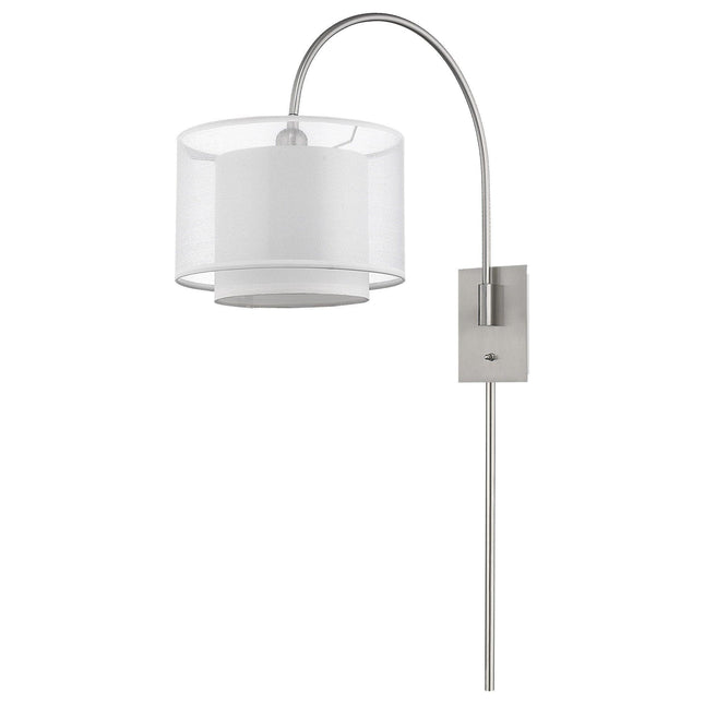 Brella 1-Light Brushed Nickel Swivel Wall Lamp With Sheer Snow Shantung Two Tier Shade Home Decor > Lighting > Wall Lighting > Wall Sconces TriadCommerceInc