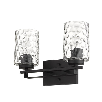 Black Metal Pebbled Glass Two Light Wall Sconce Home Decor > Lighting > Wall Lighting > Wall Sconces TriadCommerceInc
