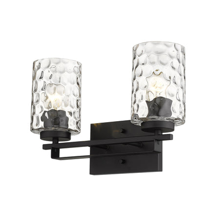 Black Metal Pebbled Glass Two Light Wall Sconce Home Decor > Lighting > Wall Lighting > Wall Sconces TriadCommerceInc
