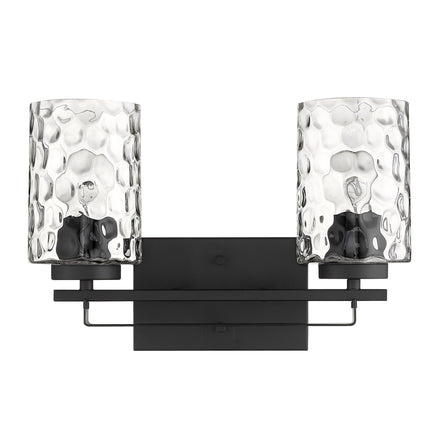 Black Metal Pebbled Glass Two Light Wall Sconce Home Decor > Lighting > Wall Lighting > Wall Sconces TriadCommerceInc