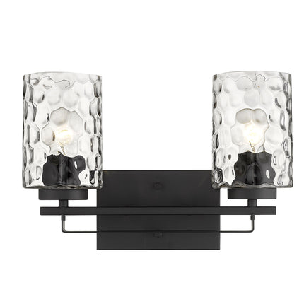 Black Metal Pebbled Glass Two Light Wall Sconce Home Decor > Lighting > Wall Lighting > Wall Sconces TriadCommerceInc