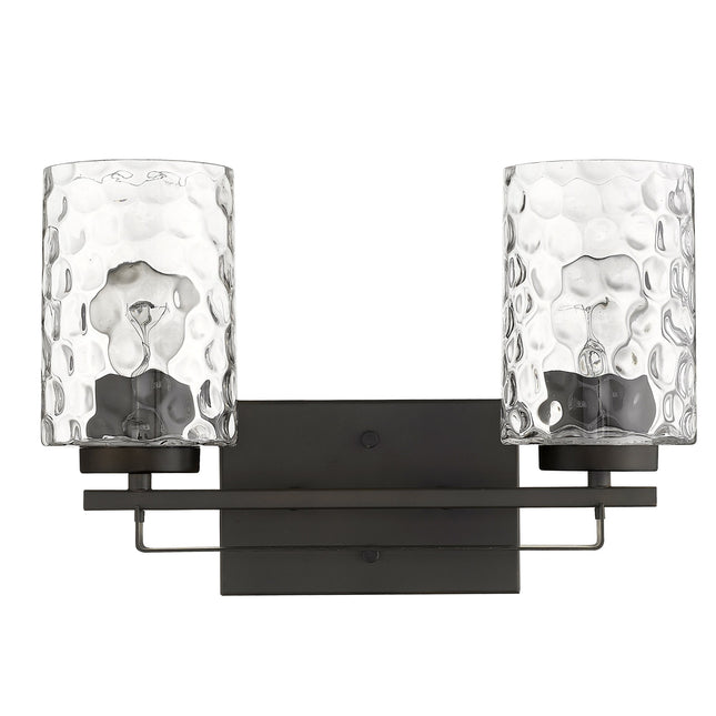 Bronze Metal Pebbled Glass Two Light Wall Sconce Home Decor > Lighting > Wall Lighting > Wall Sconces TriadCommerceInc