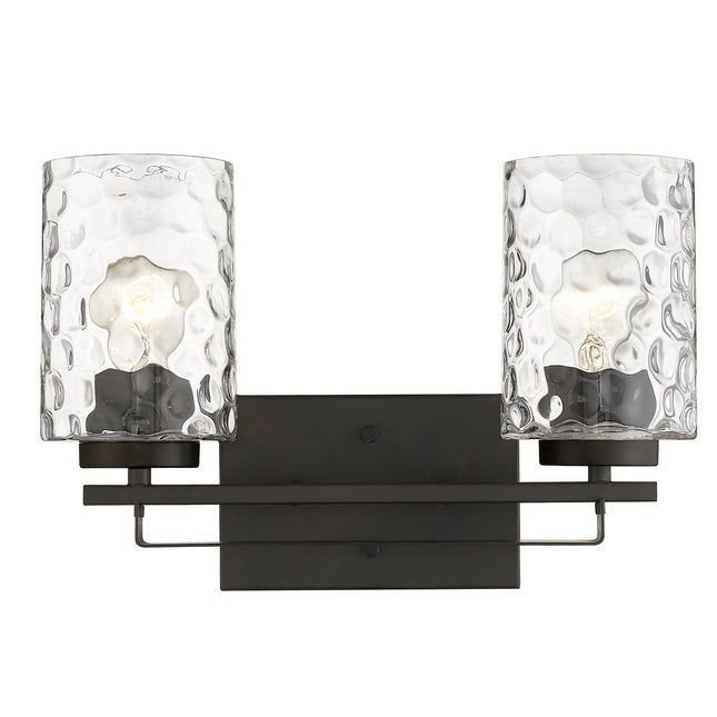Bronze Metal Pebbled Glass Two Light Wall Sconce Home Decor > Lighting > Wall Lighting > Wall Sconces TriadCommerceInc