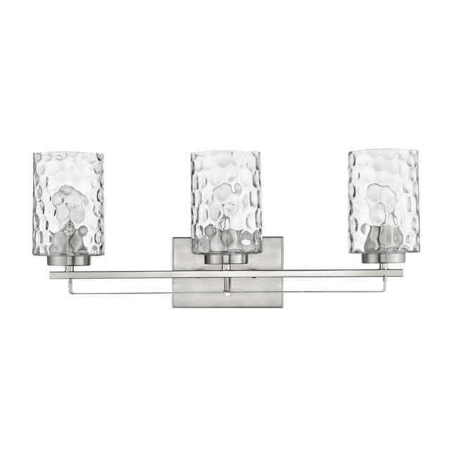 Livvy 3-Light Satin Nickel Vanity Light with Optic Glass Home Decor > Lighting > Wall Lighting > Wall Sconces TriadCommerceInc