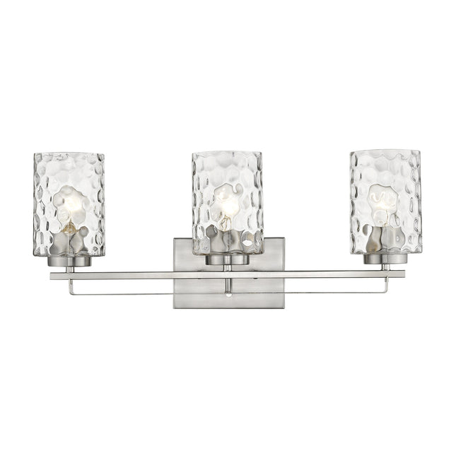 Livvy 3-Light Satin Nickel Vanity Light with Optic Glass Home Decor > Lighting > Wall Lighting > Wall Sconces TriadCommerceInc