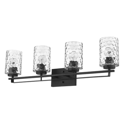 Livvy 4-Light Matte Black Vanity Light Fixture Modern Optical Glass Design Home Decor > Lighting > Wall Lighting > Wall Sconces TriadCommerceInc