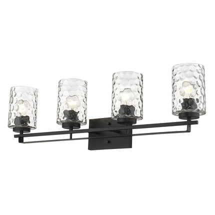 Livvy 4-Light Matte Black Vanity Light Fixture Modern Optical Glass Design Home Decor > Lighting > Wall Lighting > Wall Sconces TriadCommerceInc