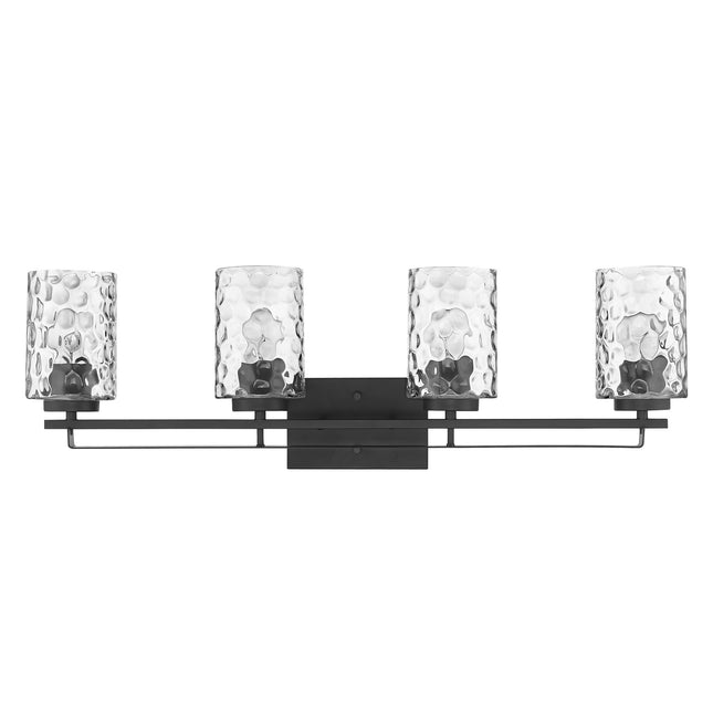Livvy 4-Light Matte Black Vanity Light Fixture Modern Optical Glass Design Home Decor > Lighting > Wall Lighting > Wall Sconces TriadCommerceInc