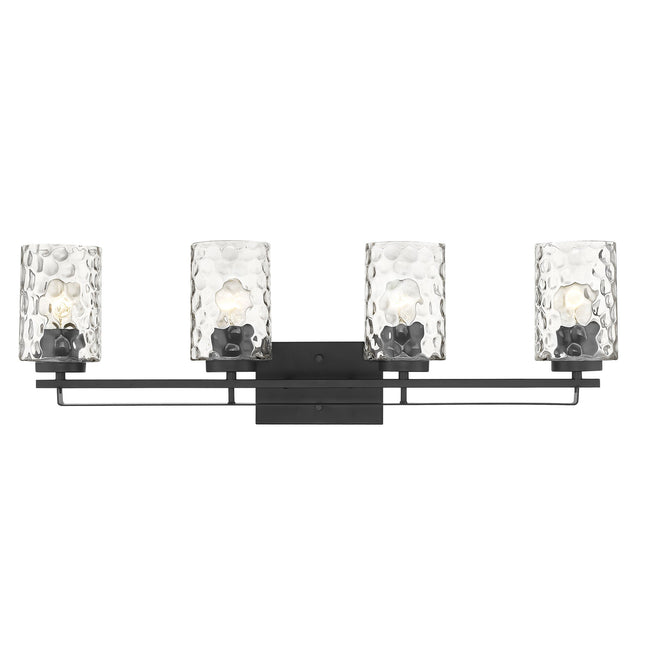 Livvy 4-Light Matte Black Vanity Light Fixture Modern Optical Glass Design Home Decor > Lighting > Wall Lighting > Wall Sconces TriadCommerceInc