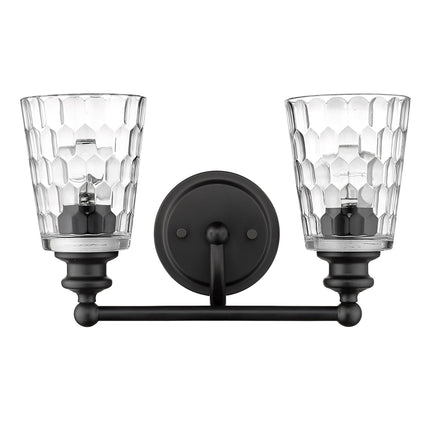 Black Metal Two Light Wall Sconce with Pebbled Glass Shades Home Decor > Lighting > Wall Lighting > Wall Sconces TriadCommerceInc