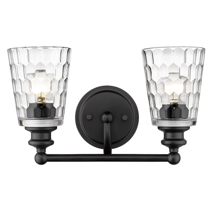 Black Metal Two Light Wall Sconce with Pebbled Glass Shades Home Decor > Lighting > Wall Lighting > Wall Sconces TriadCommerceInc