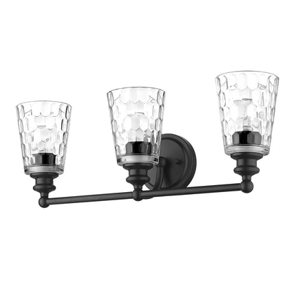 Mae 3-Light Matte Black Vanity Light Fixture with Clear Glass Shades Home Decor > Lighting > Wall Lighting > Wall Sconces TriadCommerceInc
