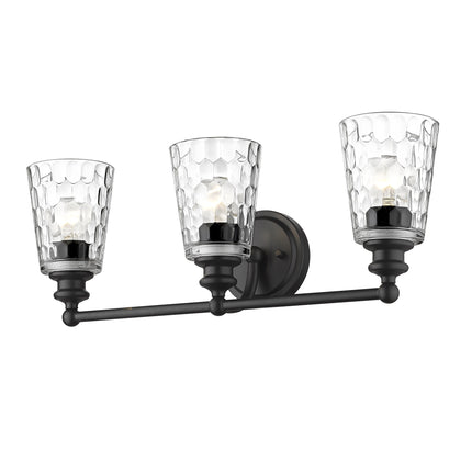 Mae 3-Light Matte Black Vanity Light Fixture with Clear Glass Shades Home Decor > Lighting > Wall Lighting > Wall Sconces TriadCommerceInc