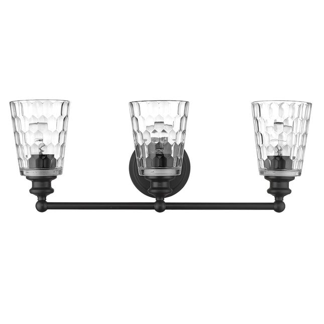 Mae 3-Light Matte Black Vanity Light Fixture with Clear Glass Shades Home Decor > Lighting > Wall Lighting > Wall Sconces TriadCommerceInc