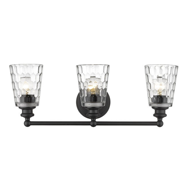 Mae 3-Light Matte Black Vanity Light Fixture with Clear Glass Shades Home Decor > Lighting > Wall Lighting > Wall Sconces TriadCommerceInc