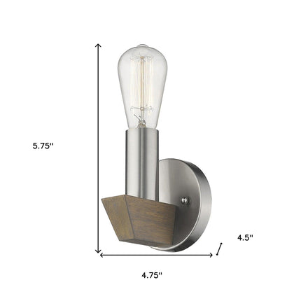 Silver Metal and Wood Wall Sconce Home Decor > Lighting > Wall Lighting > Wall Sconces TriadCommerceInc Default Title