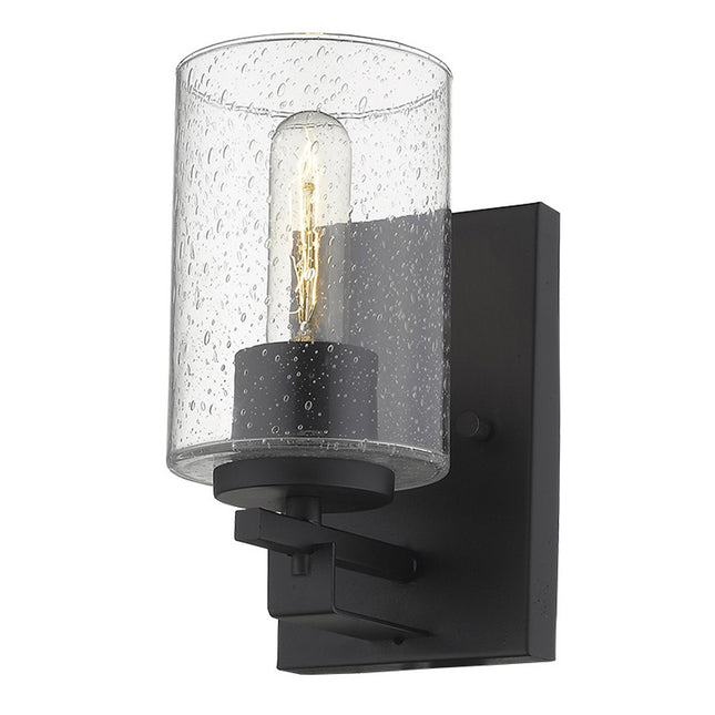 Black Metal Textured Glass Wall Sconce Light Fixture Home Decor > Lighting > Wall Lighting > Wall Sconces TriadCommerceInc