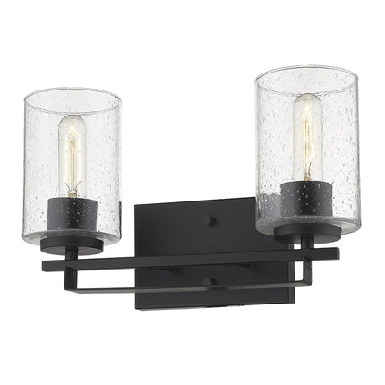 Black Metal Textured Glass Two-Light Wall Sconce Home Decor > Lighting > Wall Lighting > Wall Sconces TriadCommerceInc