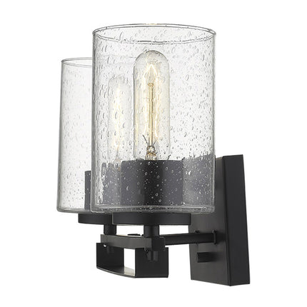 Black Metal Textured Glass Two-Light Wall Sconce Home Decor > Lighting > Wall Lighting > Wall Sconces TriadCommerceInc