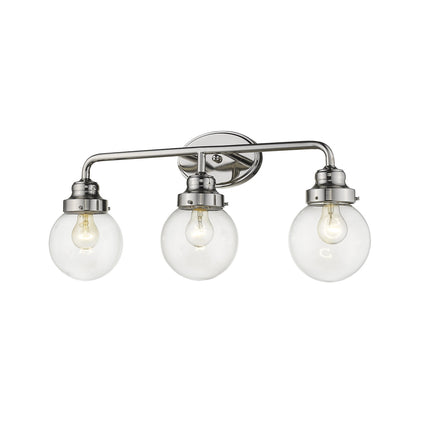 Portsmith 3-Light Polished Nickel Vanity Light with Clear Glass Globes Home Decor > Lighting > Wall Lighting > Wall Sconces TriadCommerceInc