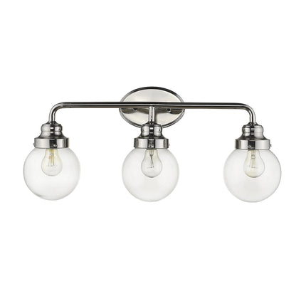 Portsmith 3-Light Polished Nickel Vanity Light with Clear Glass Globes Home Decor > Lighting > Wall Lighting > Wall Sconces TriadCommerceInc