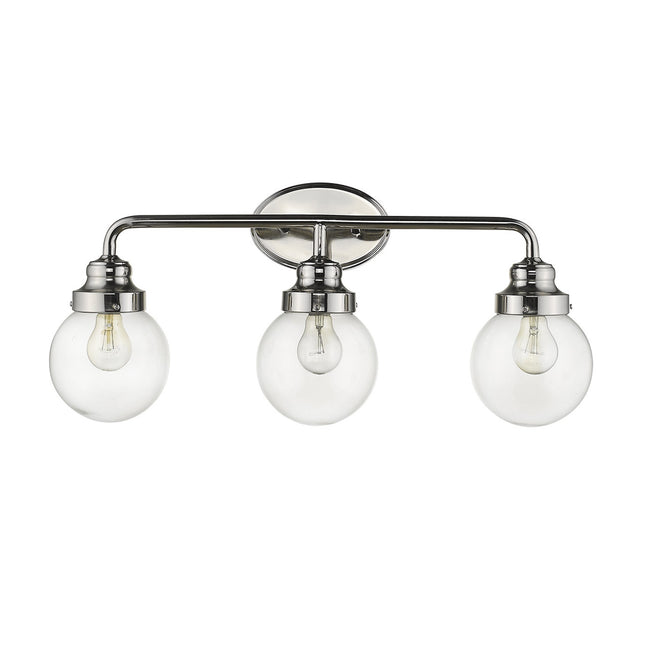 Portsmith 3-Light Polished Nickel Vanity Light with Clear Glass Globes Home Decor > Lighting > Wall Lighting > Wall Sconces TriadCommerceInc